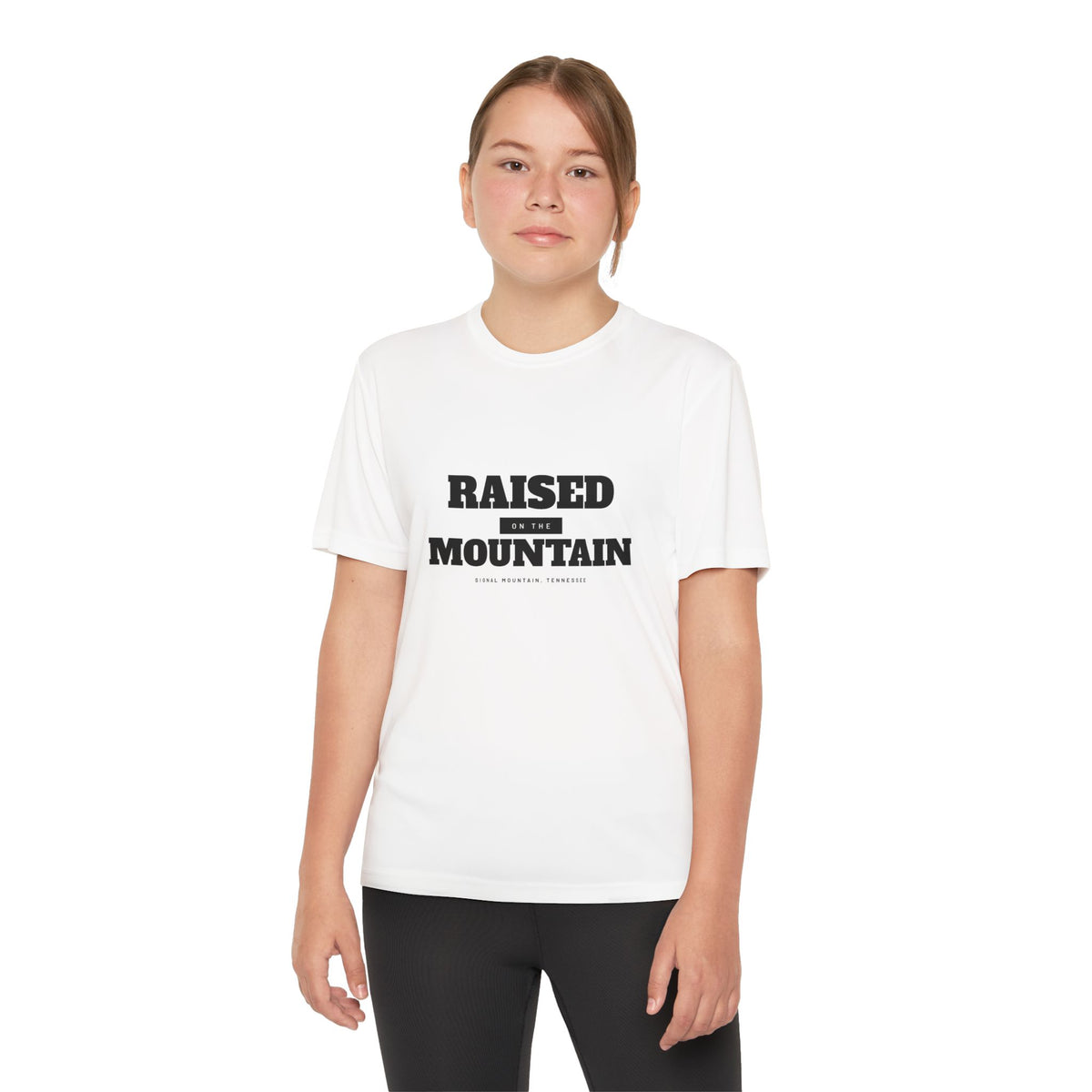 Youth Raised on the Mountain Performance Tee — Signal Mountain, TN
