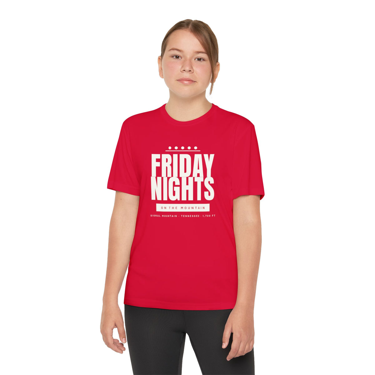 Youth Friday Nights on the Mountain Performance Tee — Signal Mountain, TN
