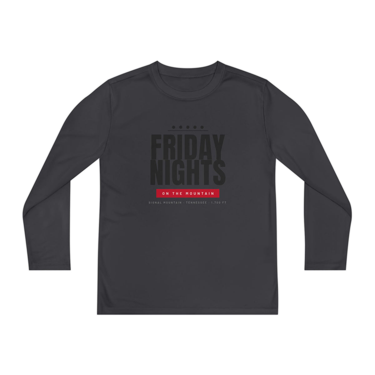 Youth Friday Nights on the Mountain Long Sleeve Performance Tee — Signal Mountain, TN