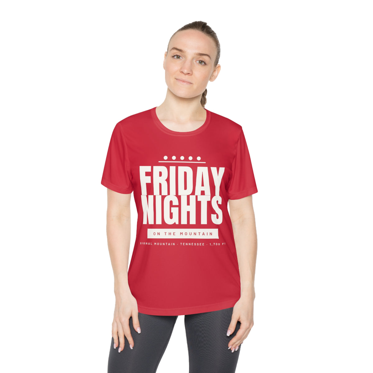 Women's Friday Nights on the Mountain Performance Tee — Signal Mountain, TN