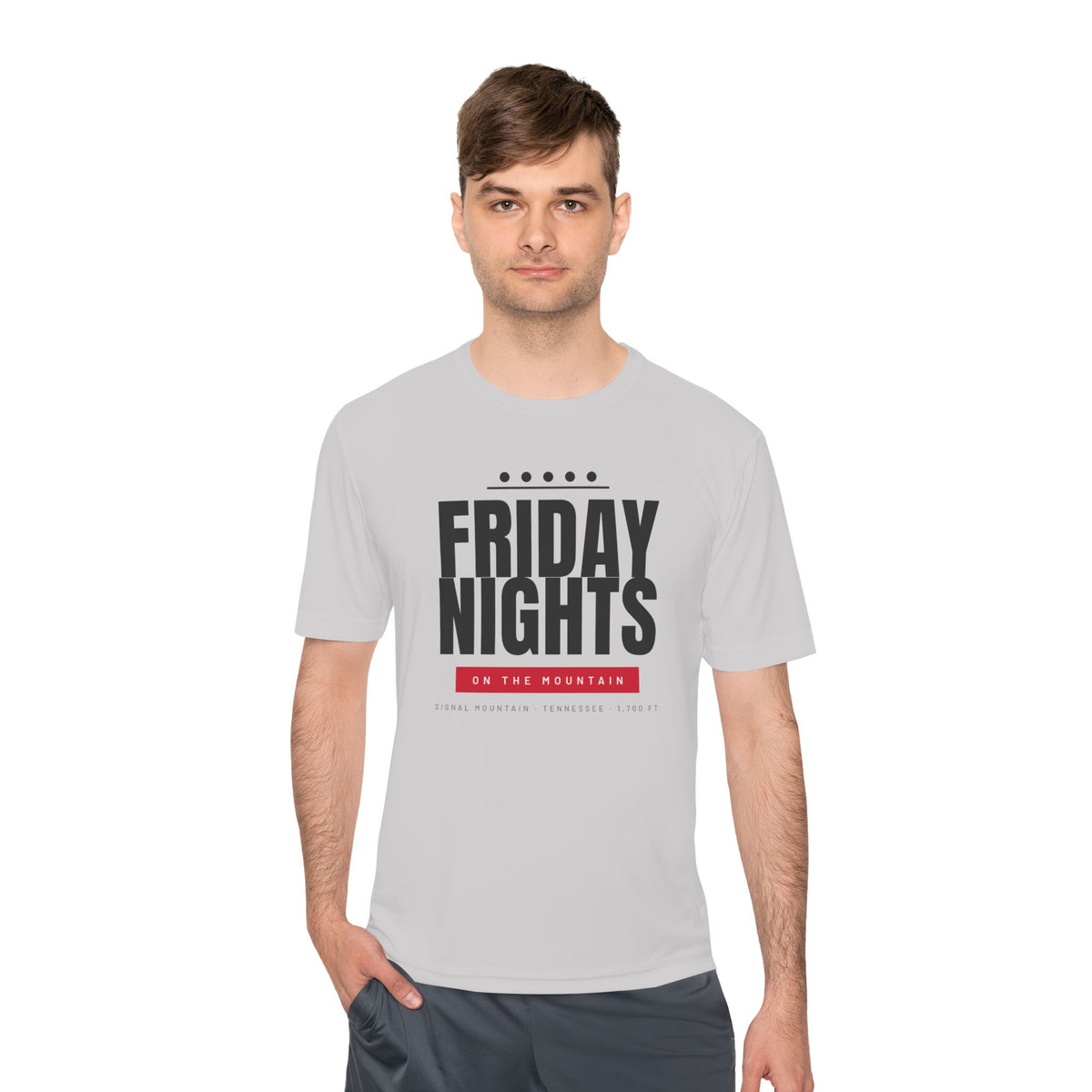 Men's Friday Nights on the Mountain Performance Tee — Signal Mountain, TN