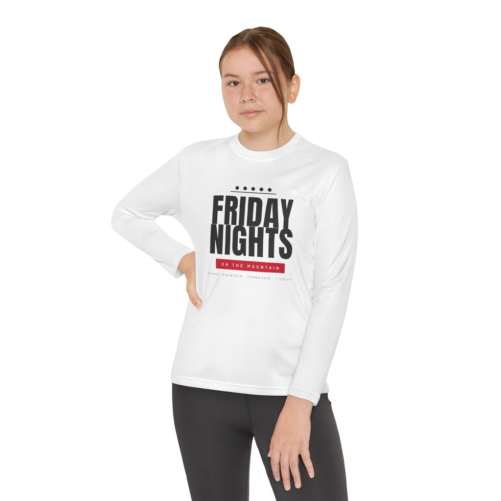 Youth Friday Nights on the Mountain Long Sleeve Performance Tee — Signal Mountain, TN