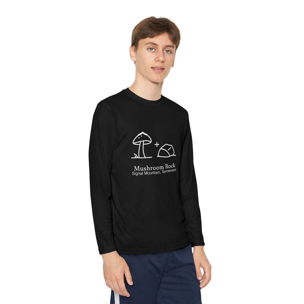Youth Mushroom + Rock Long Sleeve Performance Tee — Signal Mountain, TN
