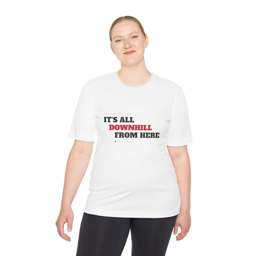 Men's It's All Downhill From Here Performance Tee — Signal Mountain, TN