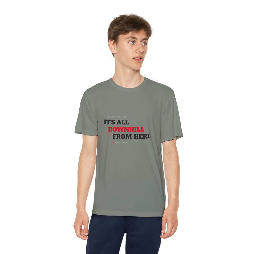 Youth It's All Downhill From Here Performance Tee — Signal Mountain, TN