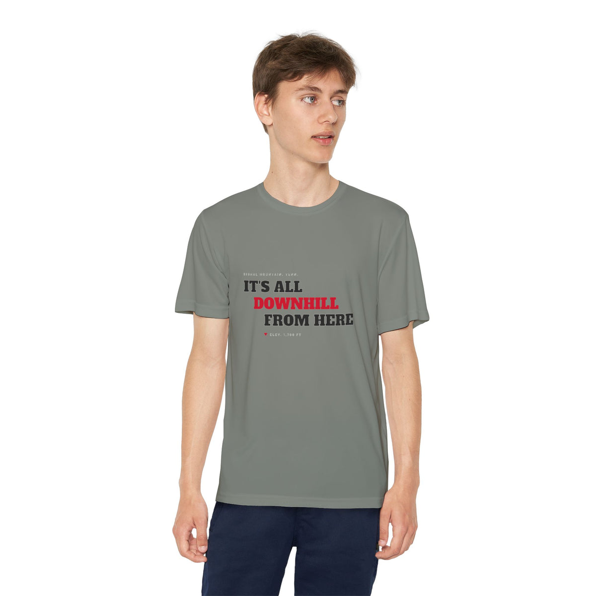 Youth It's All Downhill From Here Performance Tee — Signal Mountain, TN