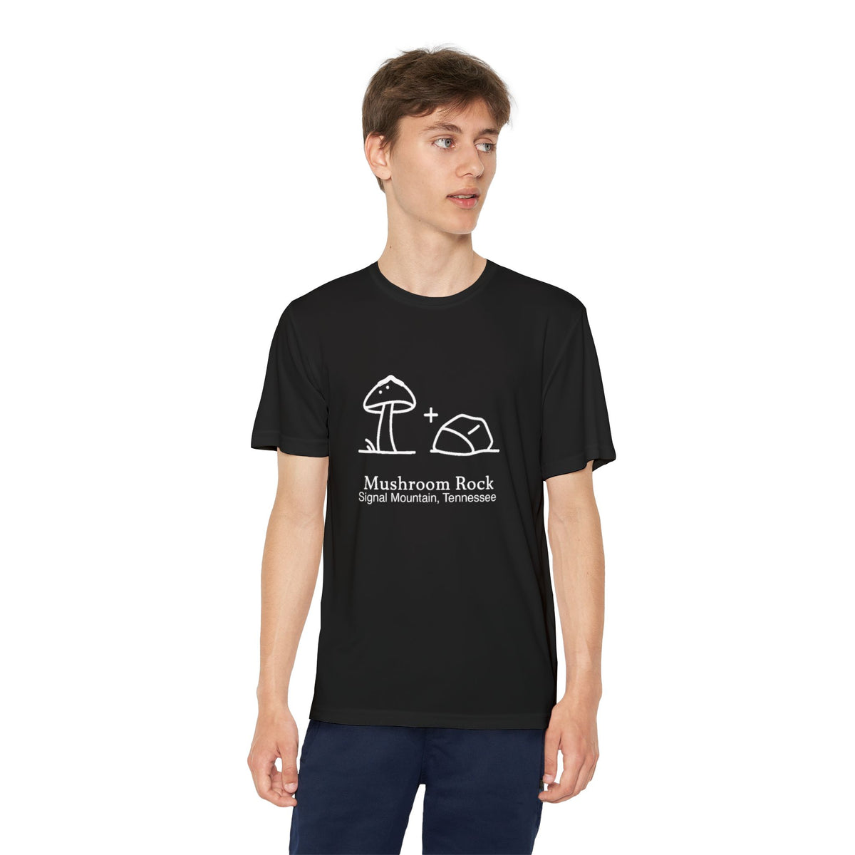 Youth Mushroom + Rock Performance Tee — Signal Mountain, TN