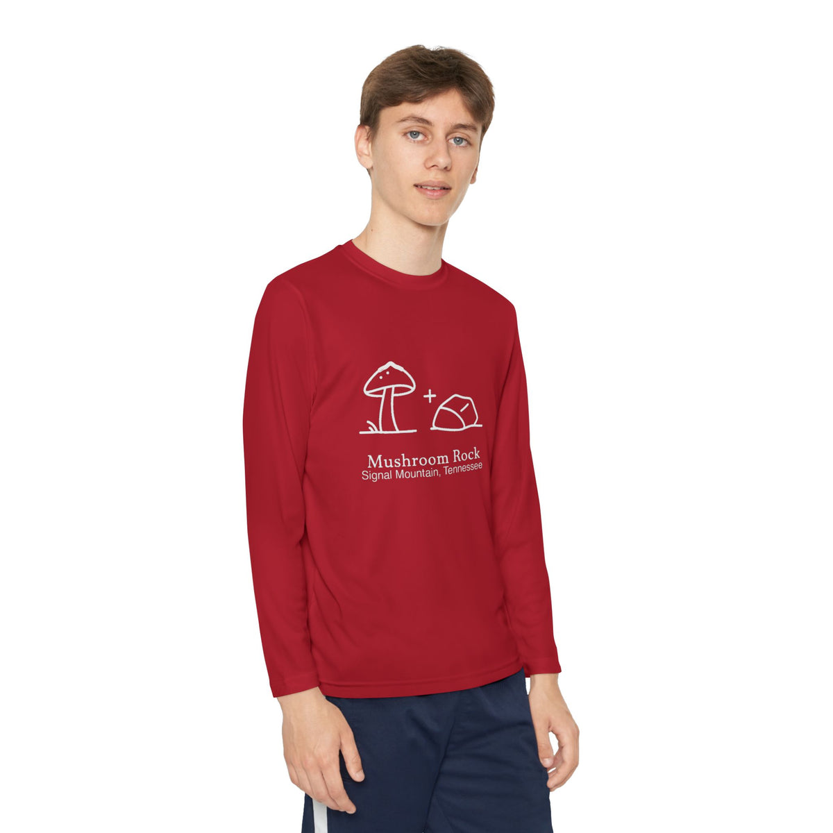 Youth Mushroom + Rock Long Sleeve Performance Tee — Signal Mountain, TN