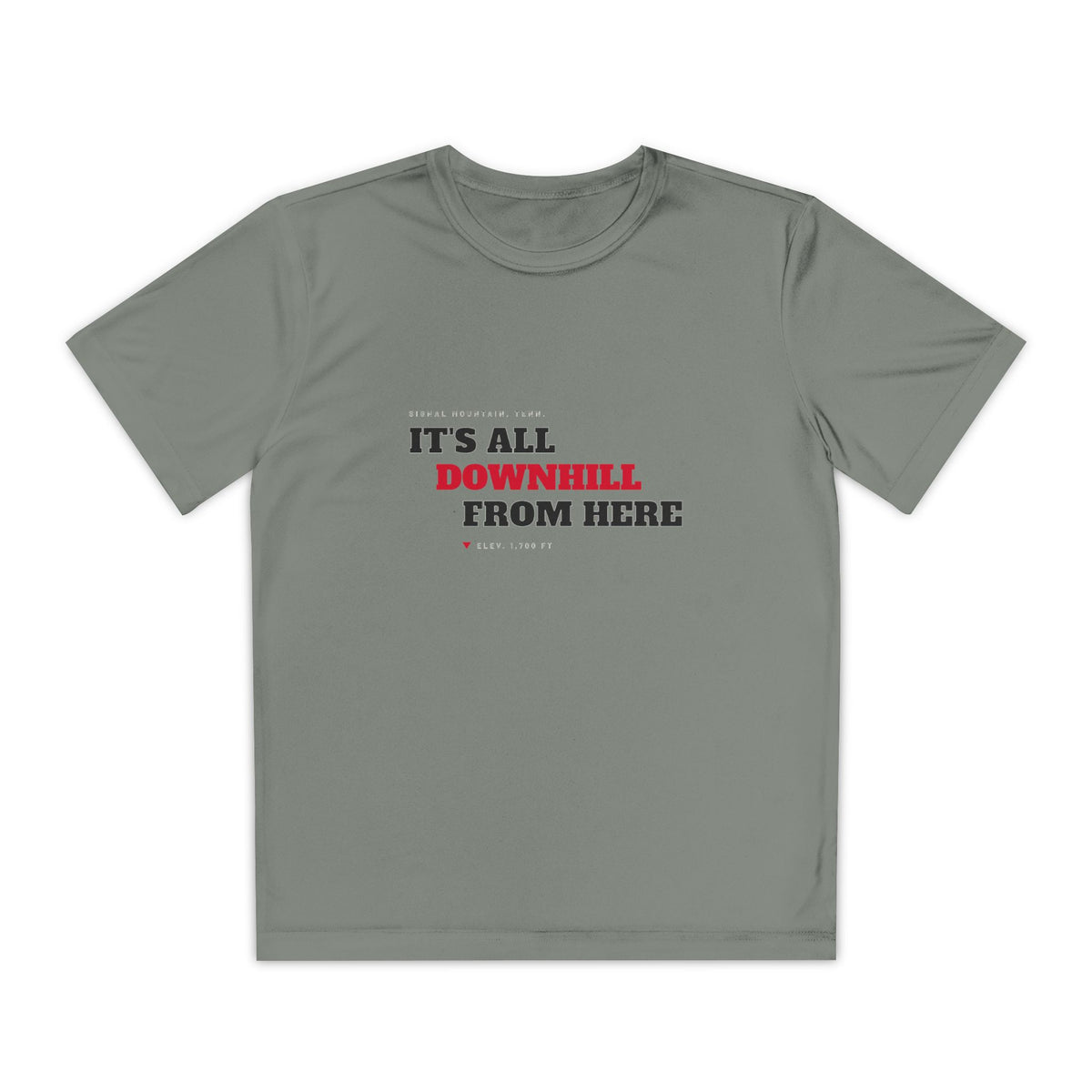 Youth It's All Downhill From Here Performance Tee — Signal Mountain, TN