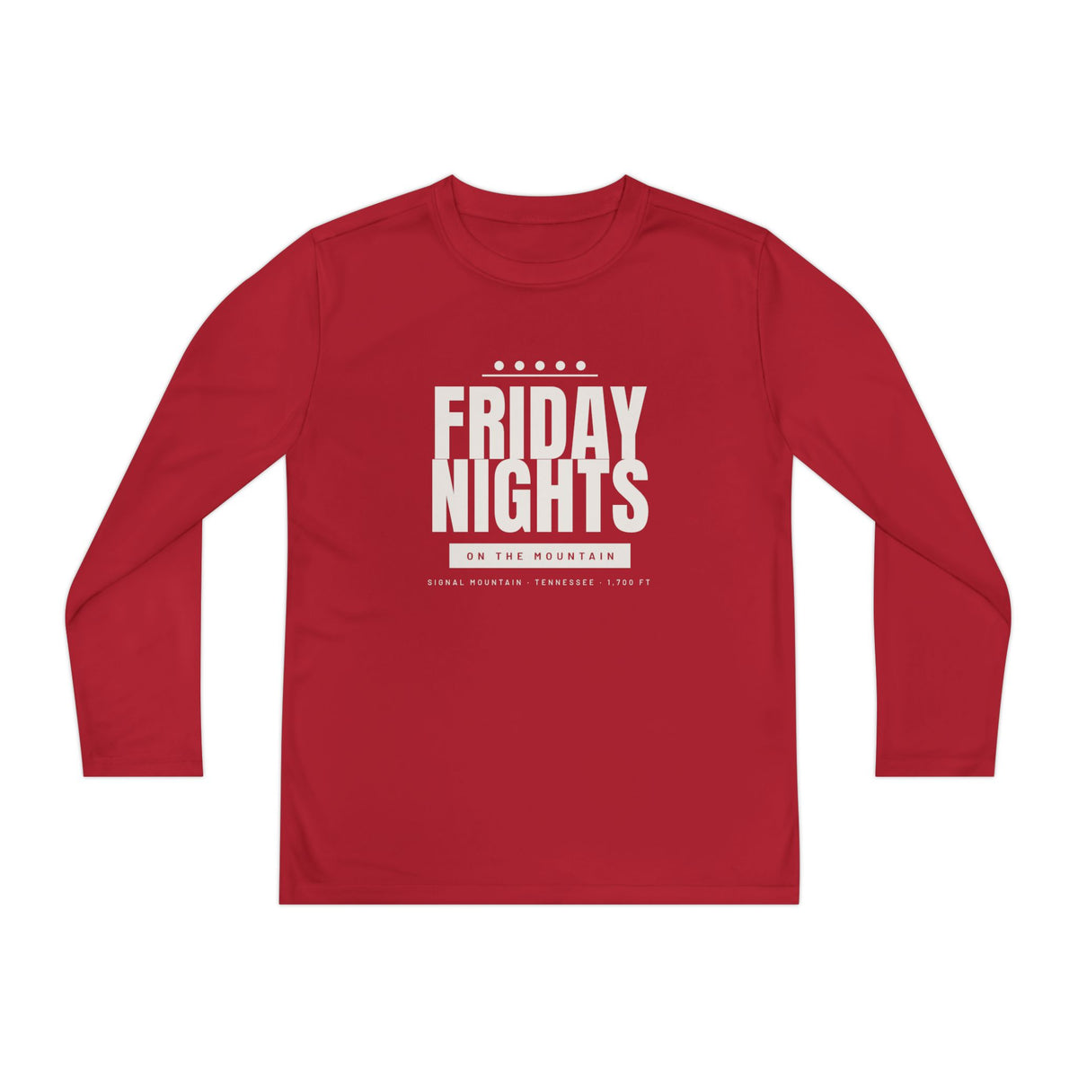 Youth Friday Nights on the Mountain Long Sleeve Performance Tee — Signal Mountain, TN
