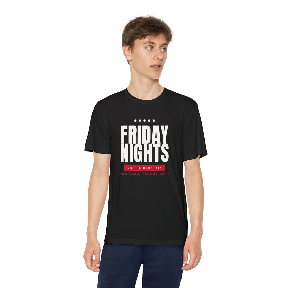 Youth Friday Nights on the Mountain Performance Tee — Signal Mountain, TN
