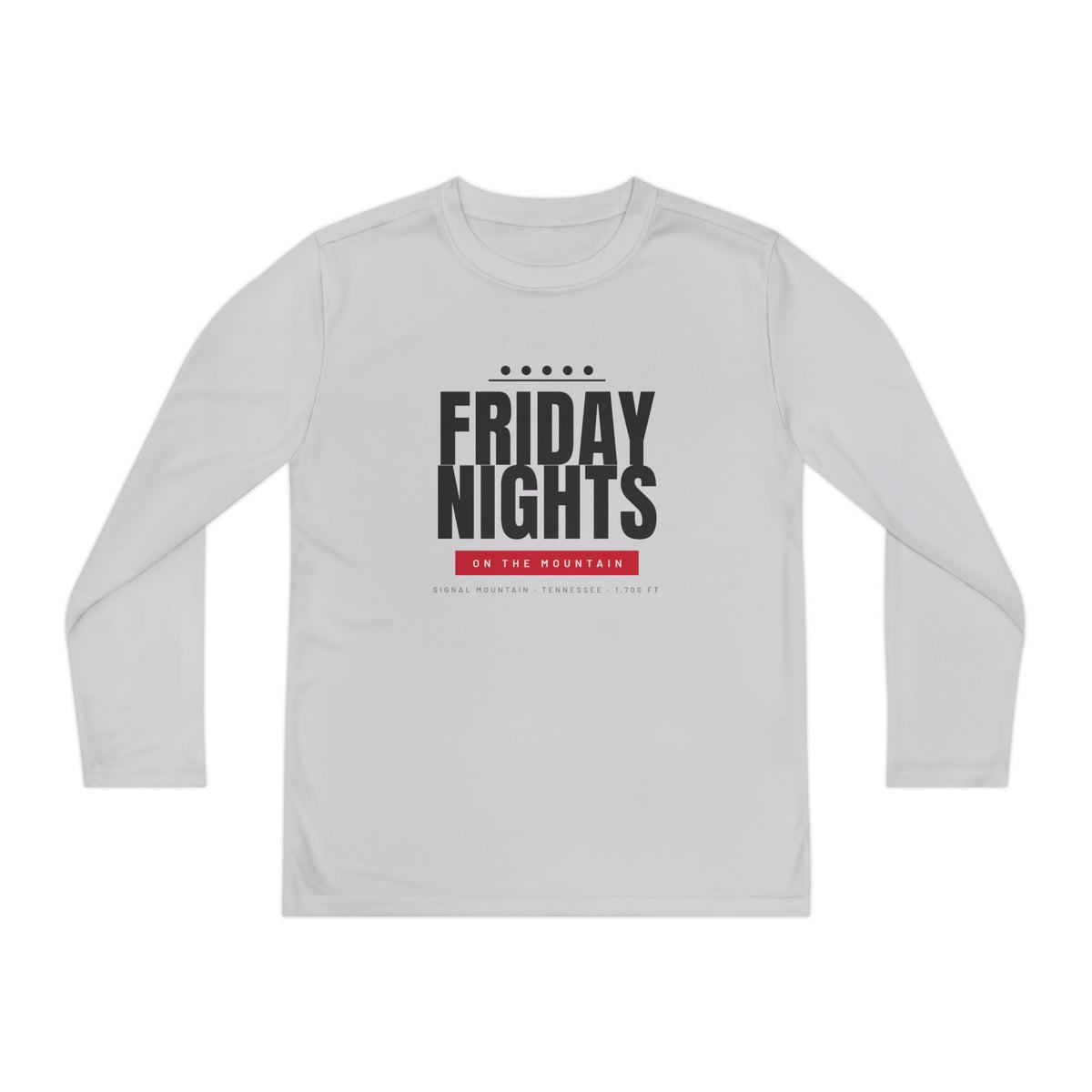 Youth Friday Nights on the Mountain Long Sleeve Performance Tee — Signal Mountain, TN