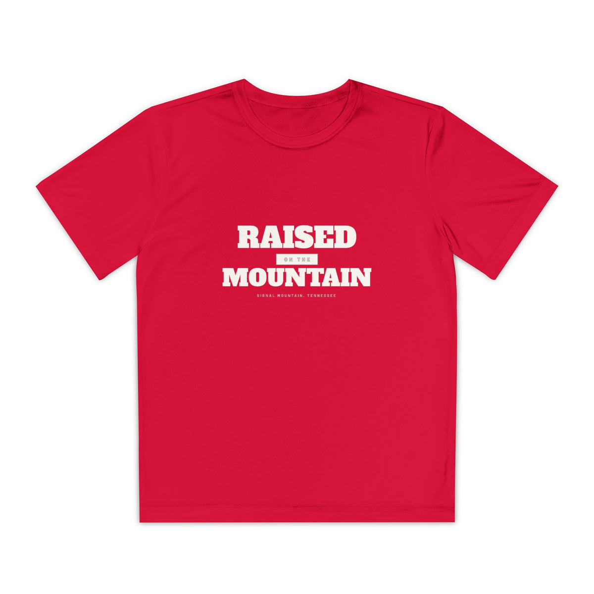 Youth Raised on the Mountain Performance Tee — Signal Mountain, TN