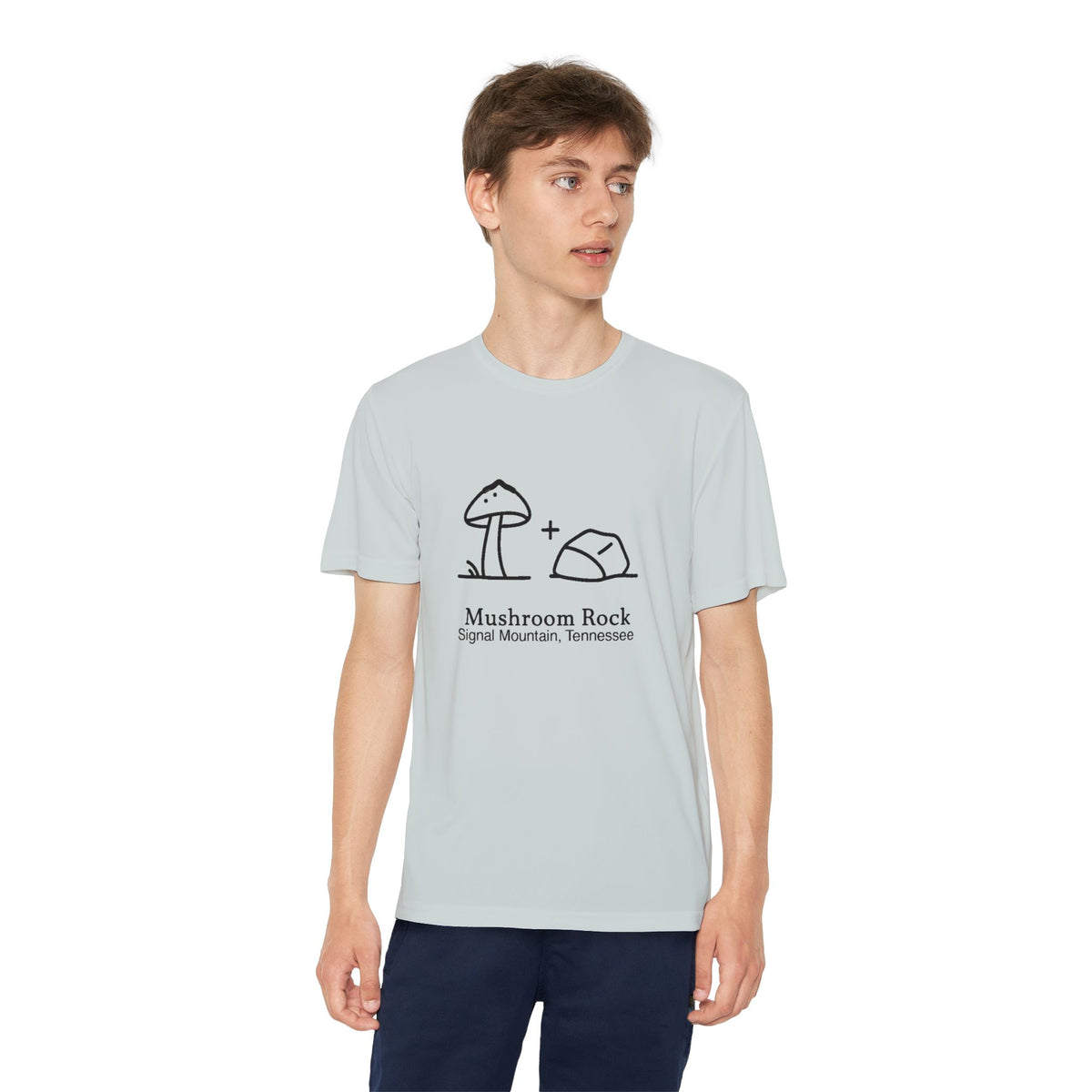 Youth Mushroom + Rock Performance Tee — Signal Mountain, TN