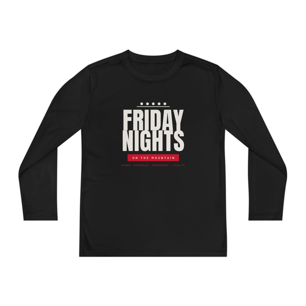 Youth Friday Nights on the Mountain Long Sleeve Performance Tee — Signal Mountain, TN