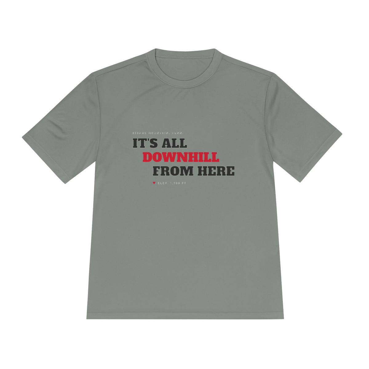 Men's It's All Downhill From Here Performance Tee — Signal Mountain, TN