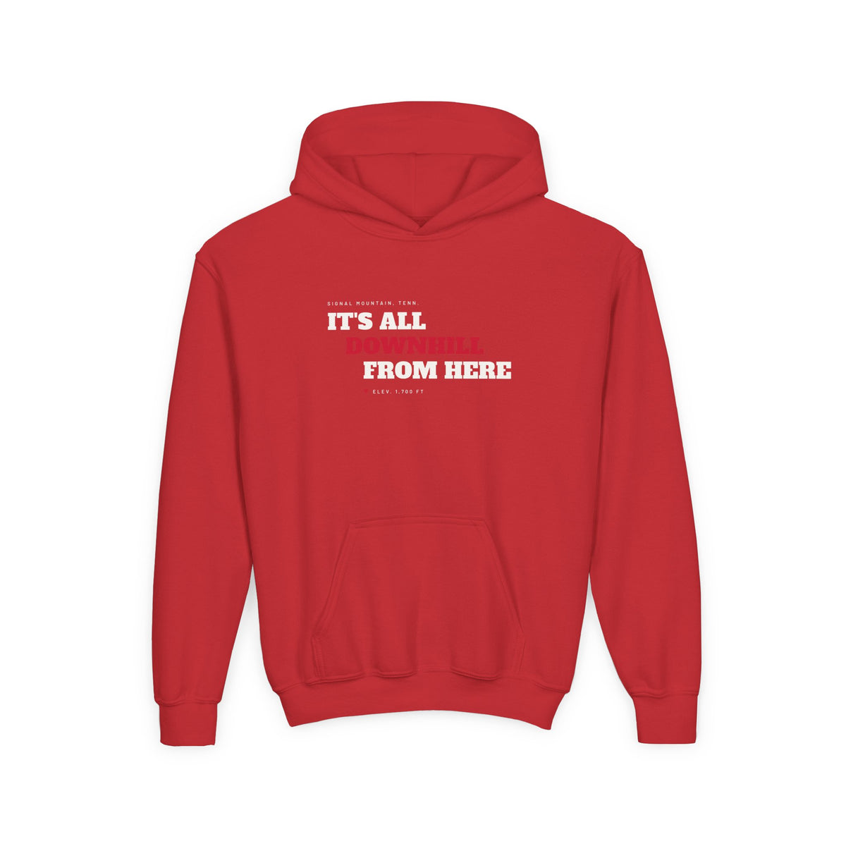 Youth It's All Downhill From Here Hoodie — Signal Mountain, TN