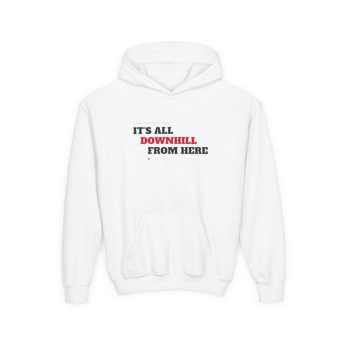 Youth It's All Downhill From Here Hoodie — Signal Mountain, TN