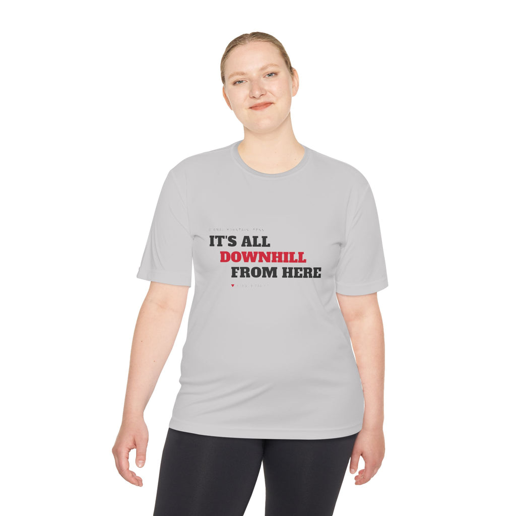 Men's It's All Downhill From Here Performance Tee — Signal Mountain, TN