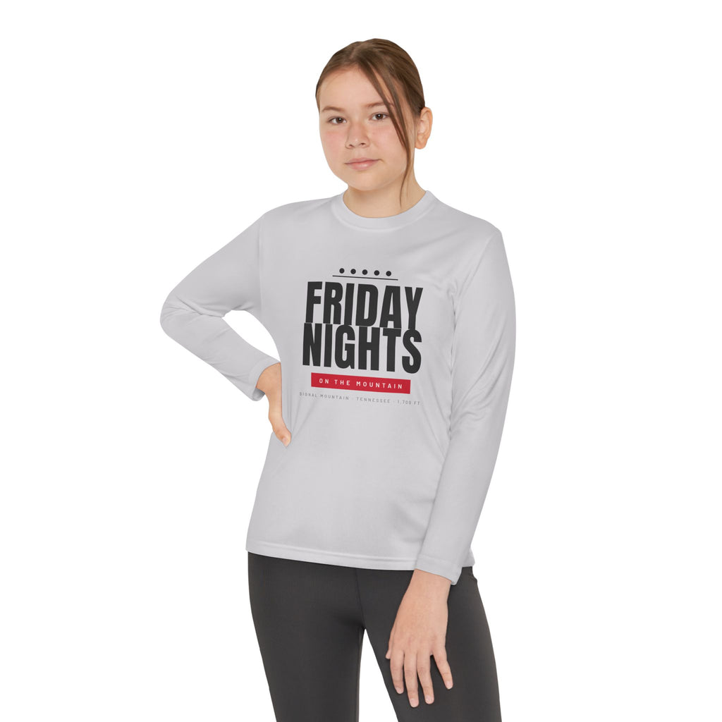 Youth Friday Nights on the Mountain Long Sleeve Performance Tee — Signal Mountain, TN